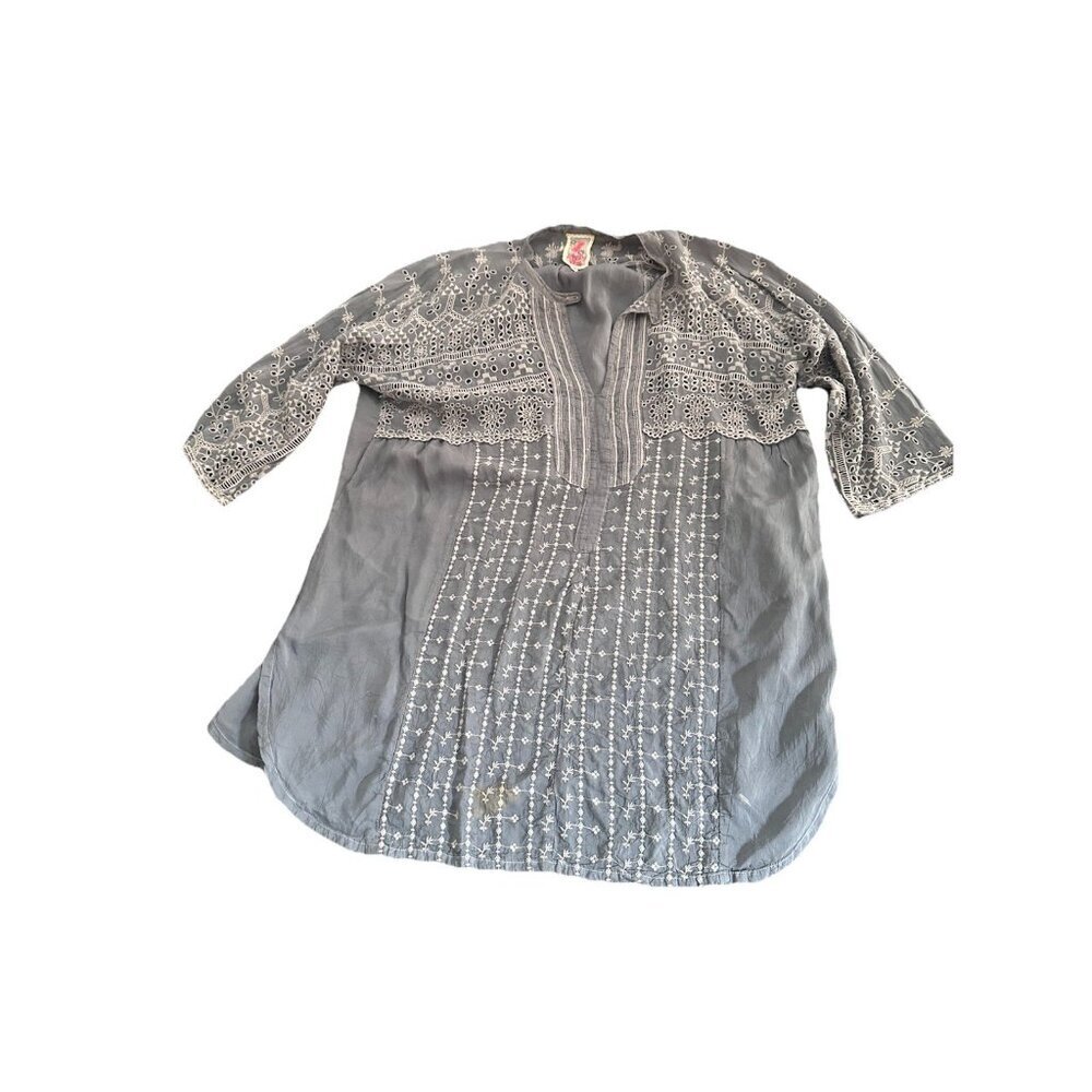 Johnny Was Embroidered Tunic Tunic Top Blouse SZ Large Boho